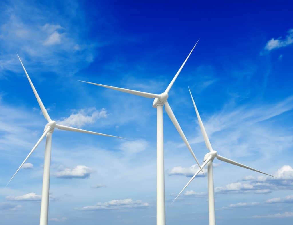 Wind generator turbines in sky